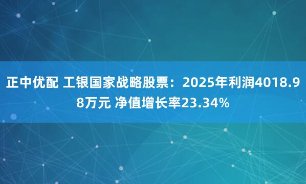正中优配 工银国家战略股票：2025年利润4018.98万元 净值增长率23.34%